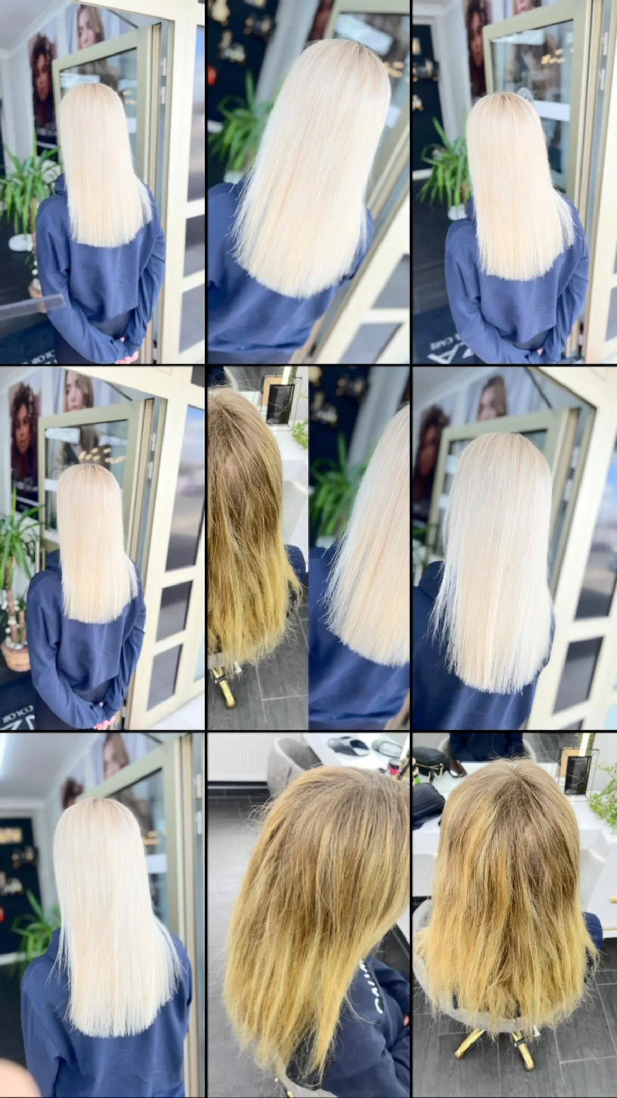 Öncesi-Sonrası: Platin sarısı dönüşüm kolajı