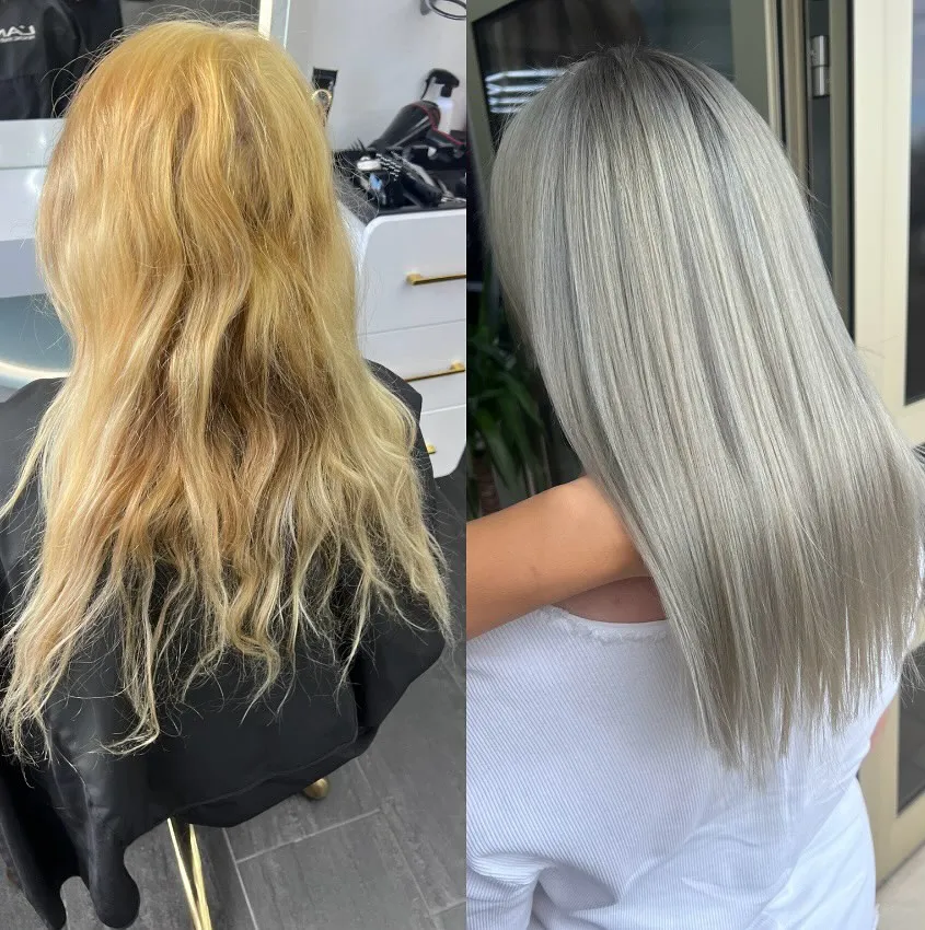 Öncesi-Sonrası: Gümüş renk düzeltme, sarı ton giderilmiş